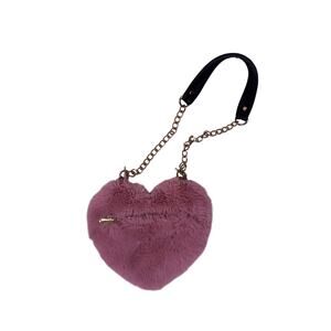 Fuzzy Heart Y2K Purse Gold Pink Coquette Kawaii Shoulder Bag Cute Aesthetic